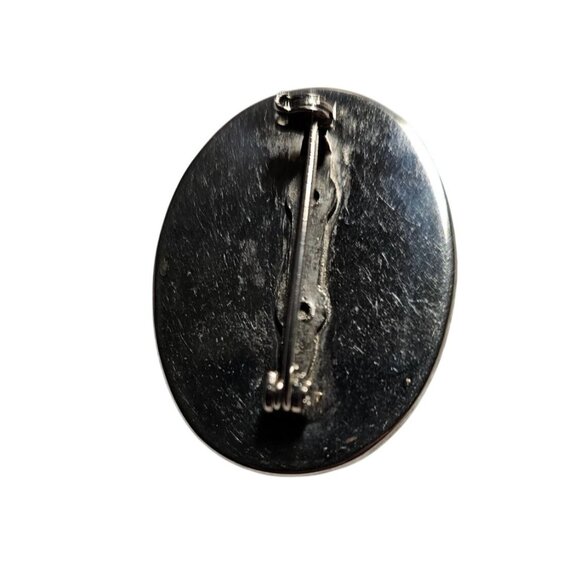 Colorful Abstract Oval Enamel Pin Brooch with Silver-Tone Backing 2" x 1.5" - Picture 2 of 6